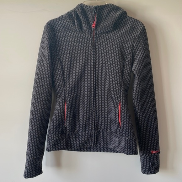 Bench Hooded Fleece Zip Jacket Grey and Coral size M - Picture 1 of 4